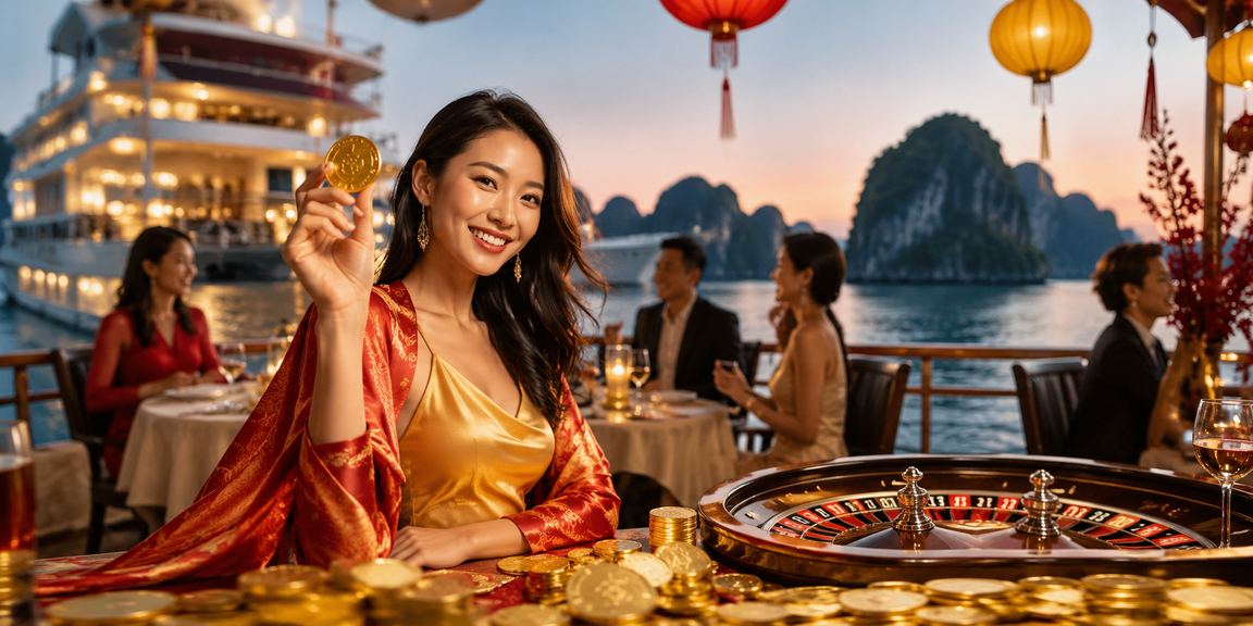 Vịnh Hạ Long và roulette minh họa trải nghiệm casino theo chủ đề