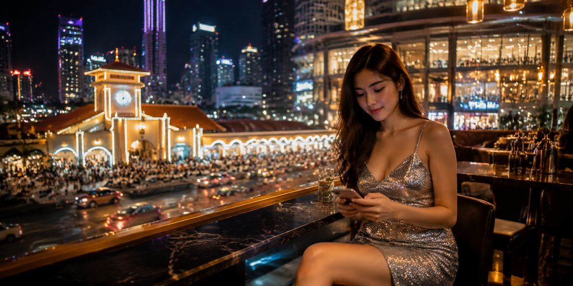 Người phụ nữ Việt Nam tại TP. Hồ Chí Minh sử dụng điện thoại chơi casino trực tuyến một cách thư giãn