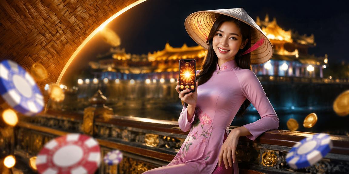 Người dùng tại Huế chơi casino trực tuyến bằng điện thoại di động dưới ánh đèn chiếu