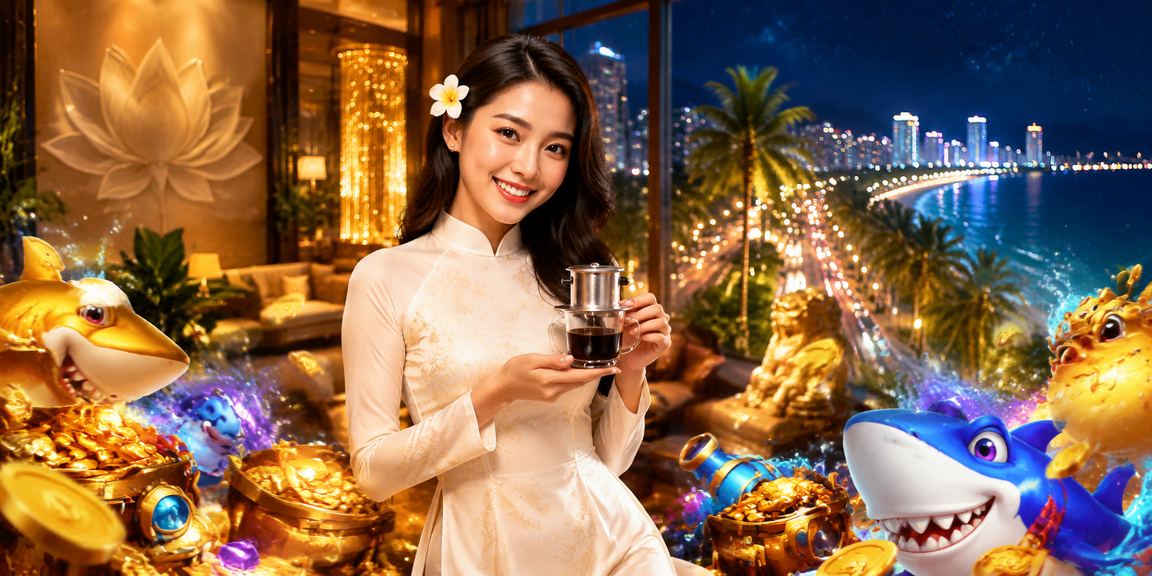 Người chơi tại Nha Trang thưởng thức cà phê và tham gia game bắn cá trực tuyến