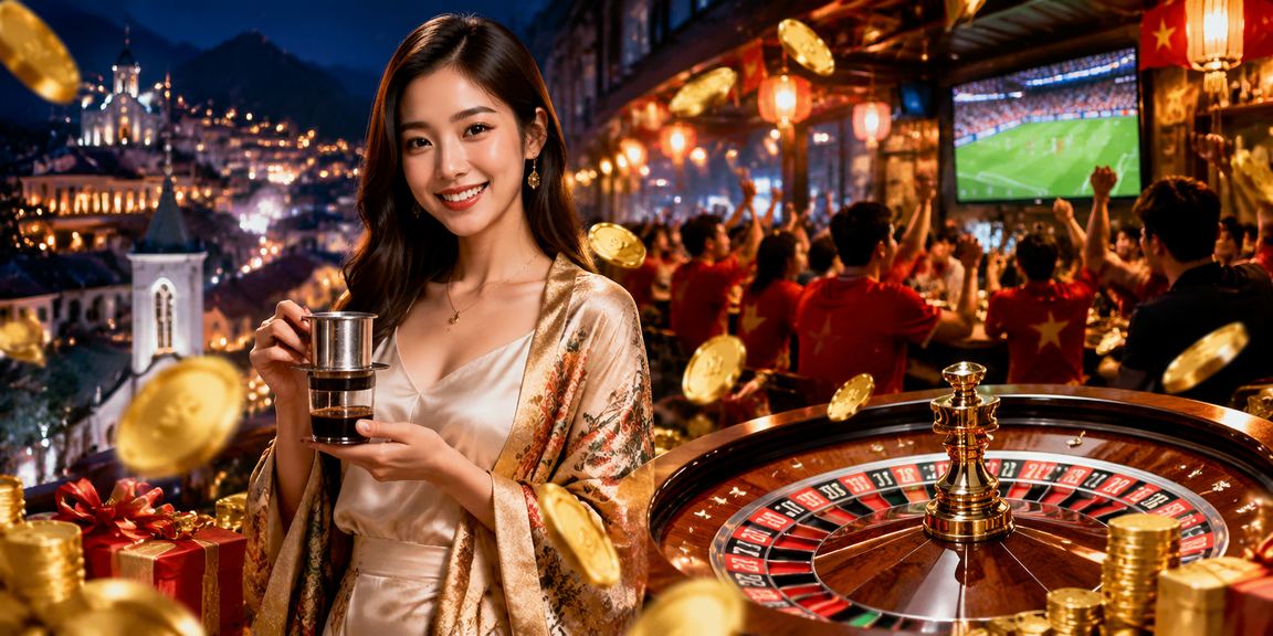 Người chơi roulette trực tuyến bên tách cà phê sáng sớm tại Sapa với không gian núi rừng