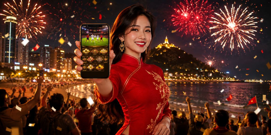Phụ nữ mặc áo dài chơi casino trực tuyến qua điện thoại di động tại Vũng Tàu